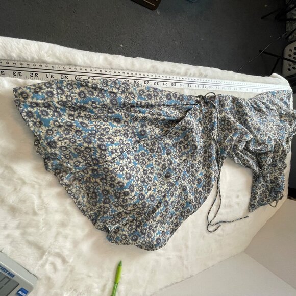 Free People Laced Up Mini Dress Medium Blue Black  Bohemian Cottagecore Boho - Picture 11 of 14